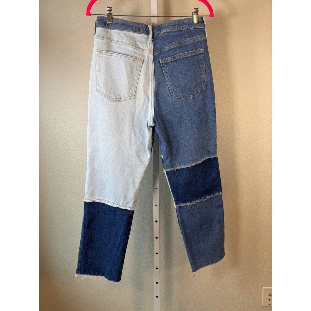 Hollister Ultra High-Rise Vintage Straight Patchwork Jeans Blue Multi Size 7R 28 - Picture 10 of 10
